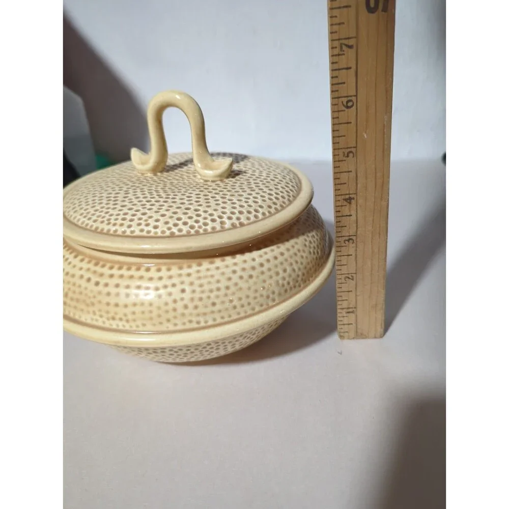 Vintage California Pottery Dimpled Casserole Dish Lid MCM Retro Americana Modern